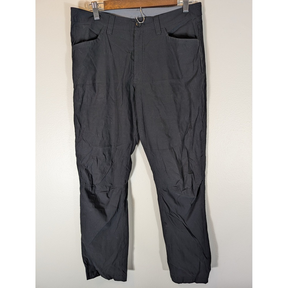 Eddie Bauer Mens 34×32 Tech Pants Black Stretch Hiking Travel Performance 5-Pkt